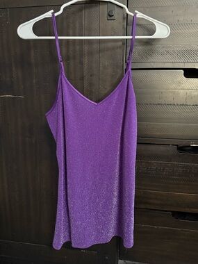 Express Purple Shimmer Spaghetti Strap Cami